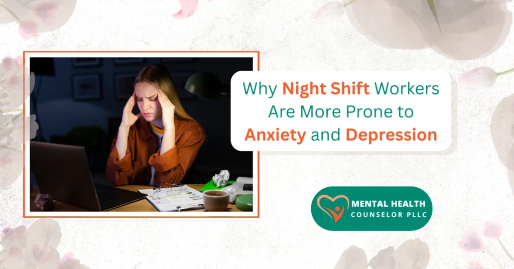 Learn why night shift workers face a higher risk of anxiety and depression due to sleep disruption, stress, and lifestyle changes.